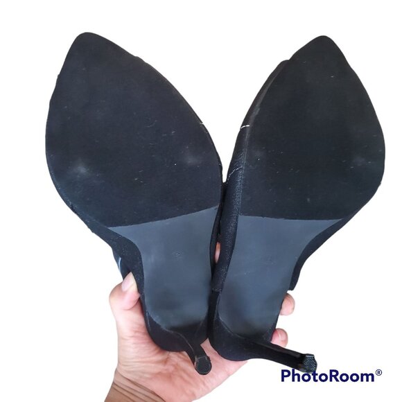 Liliana womens ankle booties Black Studded Peep Toe zipper closure high Sz 7.5 - Picture 5 of 13